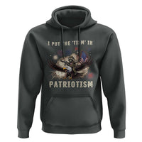 I Put The Tism in Patriotism Hoodie Retro Eagle Raccoon USA Flag