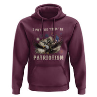 I Put The Tism in Patriotism Hoodie Retro Eagle Raccoon USA Flag