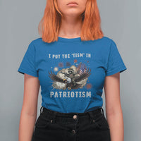 I Put The Tism in Patriotism T Shirt For Women Retro Eagle Raccoon USA Flag