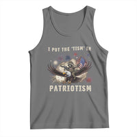 I Put The Tism in Patriotism Tank Top Retro Eagle Raccoon USA Flag