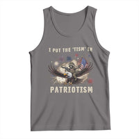 I Put The Tism in Patriotism Tank Top Retro Eagle Raccoon USA Flag
