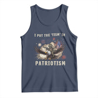 I Put The Tism in Patriotism Tank Top Retro Eagle Raccoon USA Flag