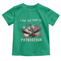 I Put The Tism in Patriotism Toddler T Shirt Retro Eagle Raccoon USA Flag