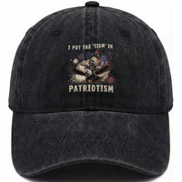 I Put The “Tism” in Patriotism Washed Cotton Baseball Cap Retro Eagle Raccoon USA Flag