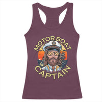 Funny Pontoon Boating Motor Boatin Lake Racerback Tank Top Motor Boat Captain - Wonder Print Shop