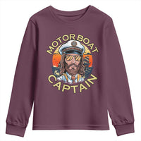 Funny Pontoon Boating Motor Boatin Lake Youth Sweatshirt Motor Boat Captain - Wonder Print Shop