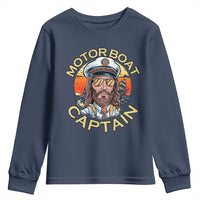 Funny Pontoon Boating Motor Boatin Lake Youth Sweatshirt Motor Boat Captain - Wonder Print Shop