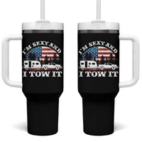 Funny Camping RV Camper Truck Tumbler With Handle I Am Sexy And I Tow It - Wonder Print Shop