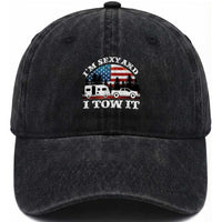 Funny Camping RV Camper Truck Washed Cotton Baseball Cap I Am Sexy And I Tow It