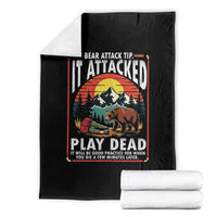 Funny Camping Hiking Sarcastic Throw Blanket Bear Attack Tip - Wonder Print Shop