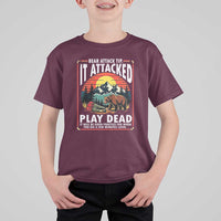 Funny Camping Hiking Sarcastic T Shirt For Kid Bear Attack Tip - Wonder Print Shop