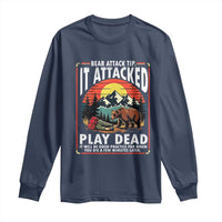Funny Camping Hiking Sarcastic Long Sleeve Shirt Bear Attack Tip - Wonder Print Shop