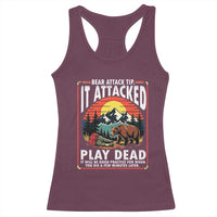 Funny Camping Hiking Sarcastic Racerback Tank Top Bear Attack Tip - Wonder Print Shop