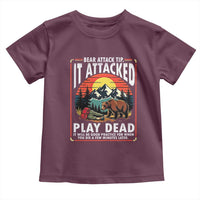 Funny Camping Hiking Sarcastic Toddler T Shirt Bear Attack Tip - Wonder Print Shop