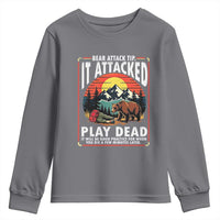 Funny Camping Hiking Sarcastic Youth Sweatshirt Bear Attack Tip - Wonder Print Shop