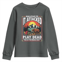 Funny Camping Hiking Sarcastic Youth Sweatshirt Bear Attack Tip - Wonder Print Shop
