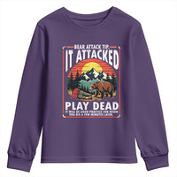 Funny Camping Hiking Sarcastic Youth Sweatshirt Bear Attack Tip - Wonder Print Shop
