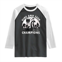 Hide And Seek Champions Raglan Shirt Funny Cryptid Cryptozoology - Wonder Print Shop