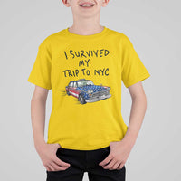 I Survived My Trip to NYC T Shirt For Kid Funny New York City USA Flag Taxi Meme Gift