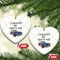 I Survived My Trip to NYC Ceramic Ornament Funny New York City USA Flag Taxi Meme Gift