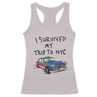 I Survived My Trip to NYC Racerback Tank Top Funny New York City USA Flag Taxi Meme Gift