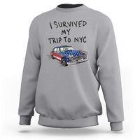 I Survived My Trip to NYC Sweatshirt Funny New York City USA Flag Taxi Meme Gift