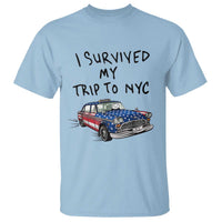 I Survived My Trip to NYC T Shirt Funny New York City USA Flag Taxi Meme Gift