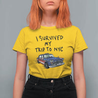 I Survived My Trip to NYC T Shirt For Women Funny New York City USA Flag Taxi Meme Gift