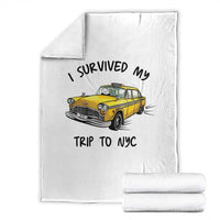 I Survived My Trip to NYC Throw Blanket Funny New York City Yellow Taxi Meme Gift