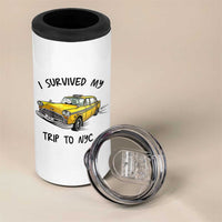 I Survived My Trip to NYC 4 in 1 Can Cooler Tumbler Funny New York City Yellow Taxi Meme Gift