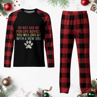 Do Not Ask Me For Life Advice Plaid Pajama Set Funny Quote Dog Lover Gift