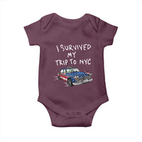 I Survived My Trip to NYC Baby Onesie Funny New York City USA Flag Taxi Meme