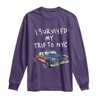I Survived My Trip to NYC Long Sleeve Shirt Funny New York City USA Flag Taxi Meme