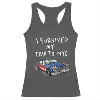 I Survived My Trip to NYC Racerback Tank Top Funny New York City USA Flag Taxi Meme