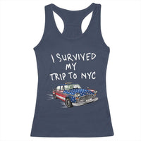 I Survived My Trip to NYC Racerback Tank Top Funny New York City USA Flag Taxi Meme