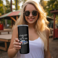 I Survived My Trip to NYC Skinny Tumbler Funny New York City USA Flag Taxi Meme