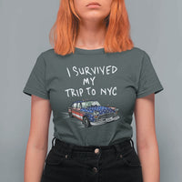 I Survived My Trip to NYC T Shirt For Women Funny New York City USA Flag Taxi Meme