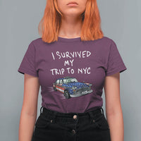 I Survived My Trip to NYC T Shirt For Women Funny New York City USA Flag Taxi Meme