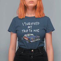 I Survived My Trip to NYC T Shirt For Women Funny New York City USA Flag Taxi Meme