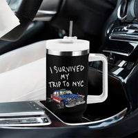 I Survived My Trip to NYC Tumbler With Handle Funny New York City USA Flag Taxi Meme