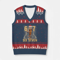 67 Six Seven Italian Brainrot Meme V-Neck Knit Sweater Vest Funny Tung Tung Tung Sahur Xmas - Wonder Print Shop