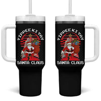Nakatomi Plaza Christmas Tumbler With Handle Yippee Ki Yay Santa Claus - Wonder Print Shop