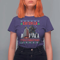 Nakatomi Plaza Christmas T Shirt For Women Funny Catzilla Monster Xmas - Wonder Print Shop