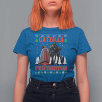 Nakatomi Plaza Christmas T Shirt For Women Funny Catzilla Monster Xmas - Wonder Print Shop