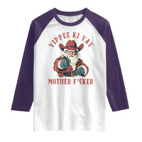 Yippee Ki Yay Mother Fcker Raglan Shirt Funny Santa Gun Christmas - Wonder Print Shop