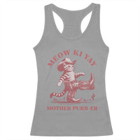 Funny Cowboy Cat Racerback Tank Top Western Rodeo Meow Ki Yay Mother Purrer - Wonder Print Shop
