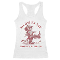 Funny Cowboy Cat Racerback Tank Top Western Rodeo Meow Ki Yay Mother Purrer - Wonder Print Shop