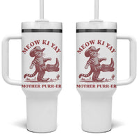 Funny Cowboy Cat Tumbler With Handle Western Rodeo Meow Ki Yay Mother Purrer - Wonder Print Shop