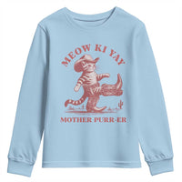 Funny Cowboy Cat Youth Sweatshirt Western Rodeo Meow Ki Yay Mother Purrer - Wonder Print Shop