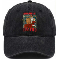 Santa Christmas Movie Funny Washed Cotton Baseball Cap Naughty List Legend